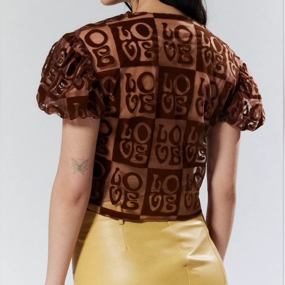 House Of Sunny Casa Amor Flyaway Short Sleeve Cardi Top, Chocolate Brown, Size 2 - Picture 4 of 13